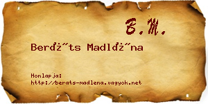 Beráts Madléna névjegykártya